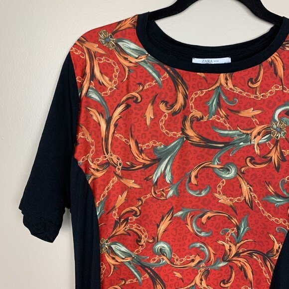 Zara Basic Chain Printed Midi Dress Black Knit Size XL - Picture 3 of 7